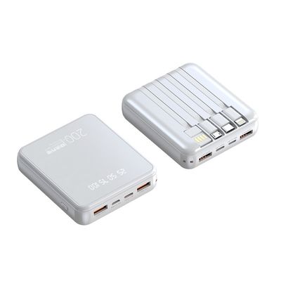 Mini Portable Power Bank 10000mAh Fast Charging Power Banks 4in1 Built-in Cable Mobile Power Supply For Smartphone