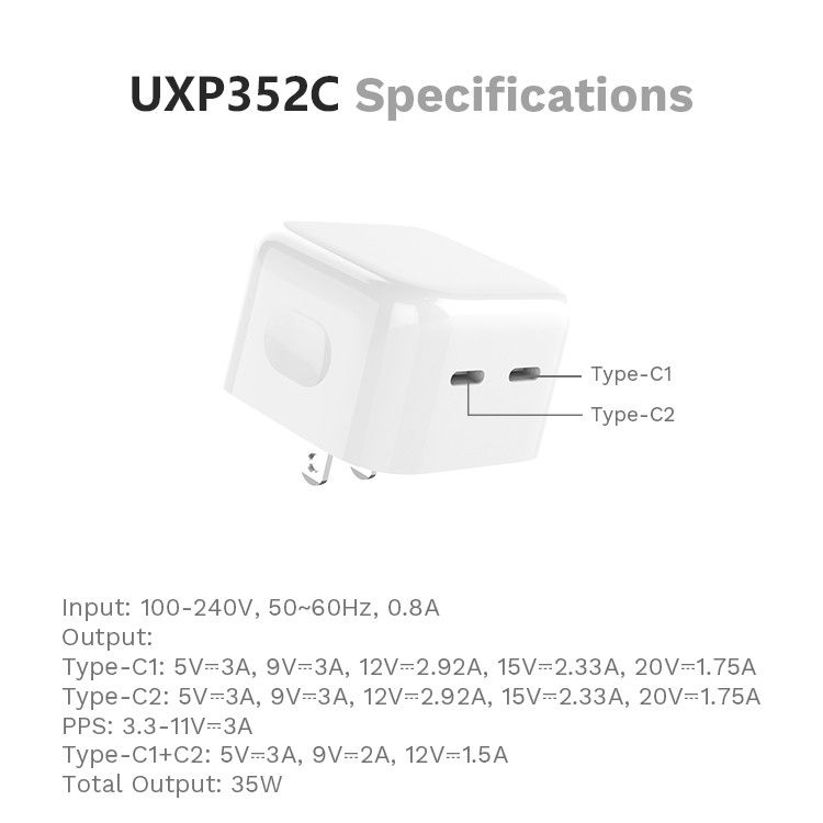 20V 35W Type C PD Power Adapter Wall Charger Foldable