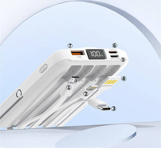 Universal Phone White Mini Powerbank with PD20W 22.5W Wired and Wireless Charging 10000mA