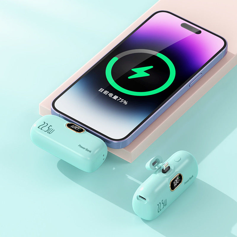 Outdoor High Capacity 5000mAh Power Bank with LED Display and Quick Charge Cable