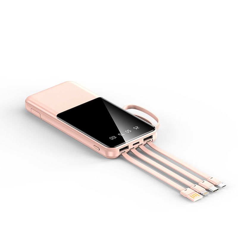 Portable 4 in 1 Cable Power Bank with Over-discharging Protection and Apple Interface