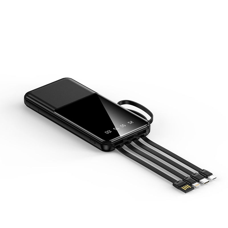 Portable 4 in 1 Cable Power Bank with Over-discharging Protection and Apple Interface