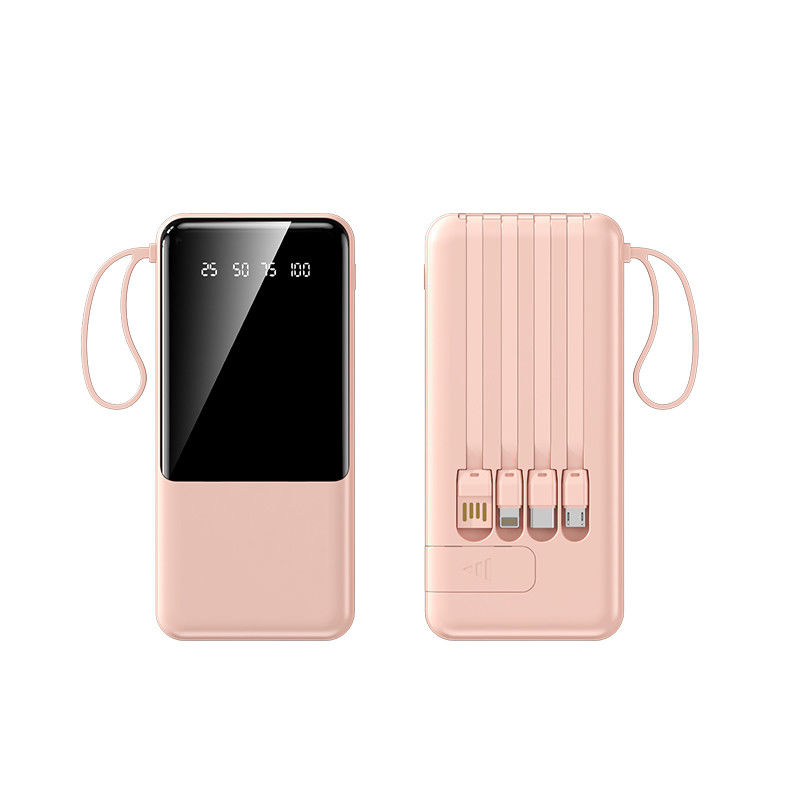 Portable 4 in 1 Cable Power Bank with Over-discharging Protection and Apple Interface