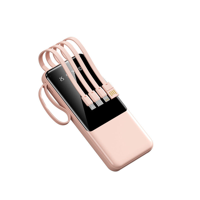 Portable 4 in 1 Cable Power Bank with Over-discharging Protection and Apple Interface