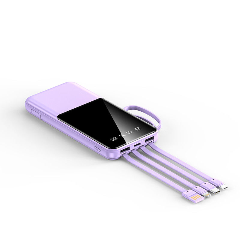 Portable 4 in 1 Cable Power Bank with Over-discharging Protection and Apple Interface