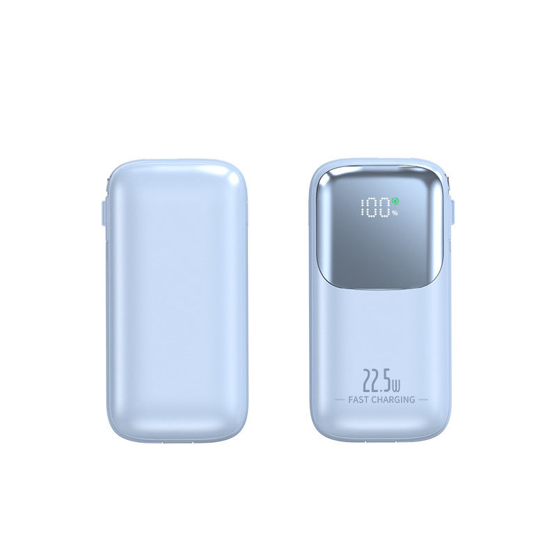 Portable 10000mAh Pocket Power Bank With 2 Cord PD 22.5W Fast Charging LED Display USB-C Output