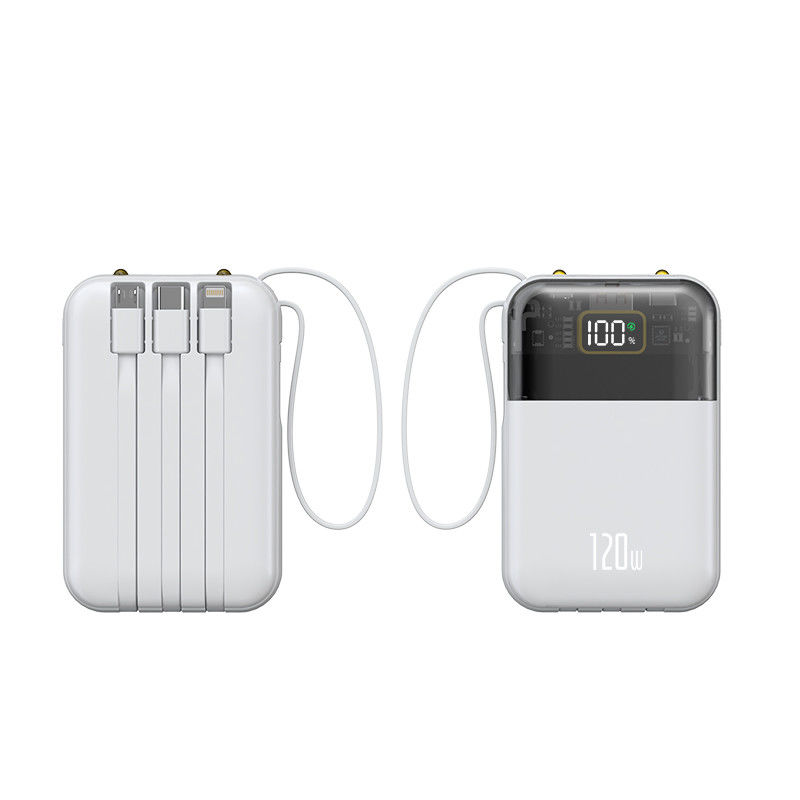 10000mah Portable Power Bank with Over-discharging Protection and Built-in Cables