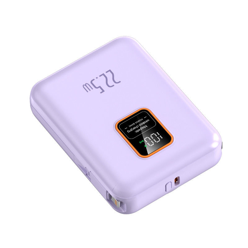 Built In Cables Fast Charging Portable 15W 10000 Mah Smart Wallet With Power Bank And Wireless Charger