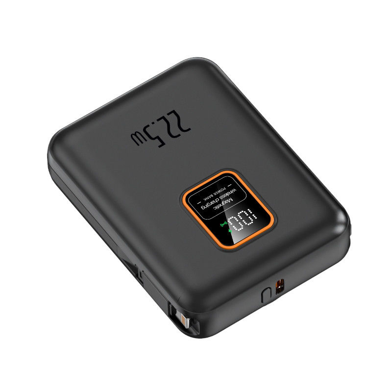Built In Cables Fast Charging Portable 15W 10000 Mah Smart Wallet With Power Bank And Wireless Charger