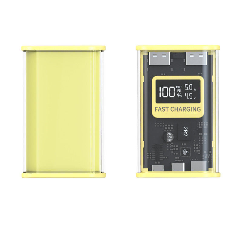 Ultra Thin 22.5W Super Fast Transparent Power Bank 10000Mah With Led Display Transparent Outdoor Portable Power Bank