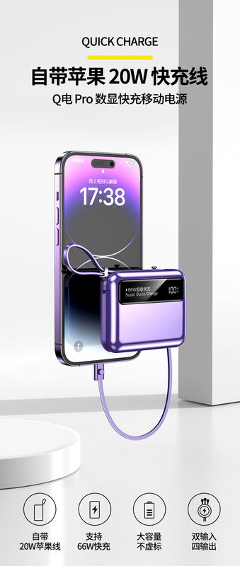 66W 20W 10000mAh Portable Mini Power Bank for Fast Charging Mobile Phones