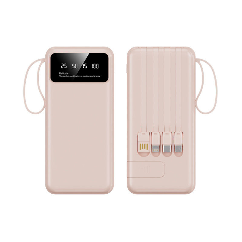 Built-in Data Line 10000mAh Battery Charger Power Bank with USB Outputs and LED Display