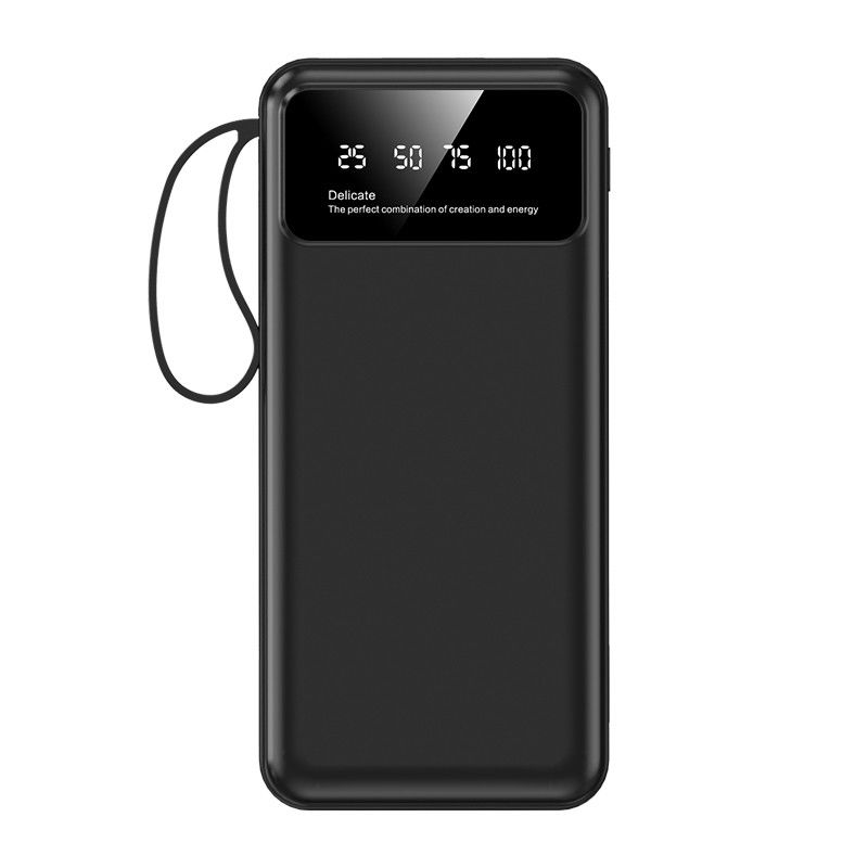 Built-in Data Line 10000mAh Battery Charger Power Bank with USB Outputs and LED Display
