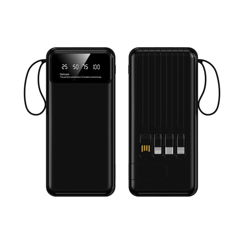 Built-in Data Line 10000mAh Battery Charger Power Bank with USB Outputs and LED Display