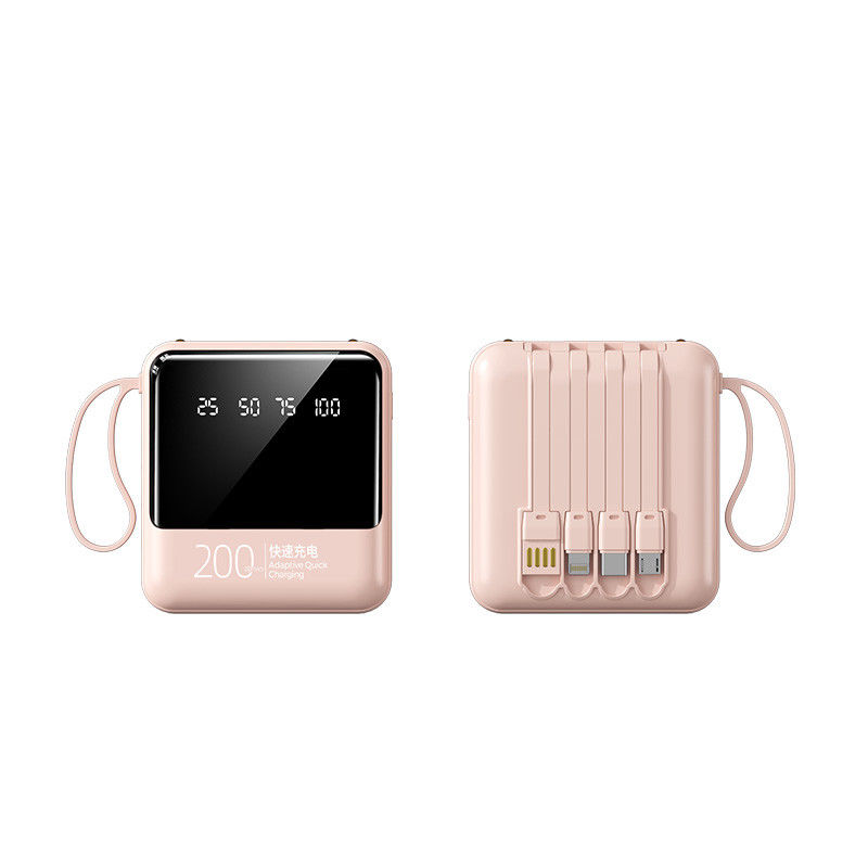 Quick Charge Support 20000mAh Power Bank with LED Lights and 4 in 1 Built-in Cables