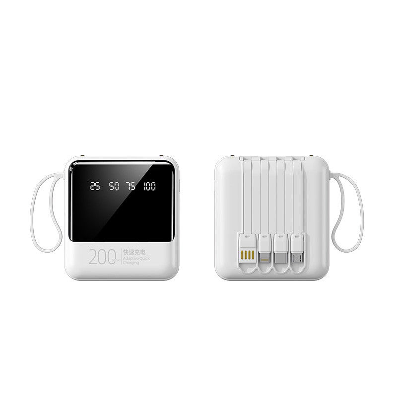 Quick Charge Support 20000mAh Power Bank with LED Lights and 4 in 1 Built-in Cables