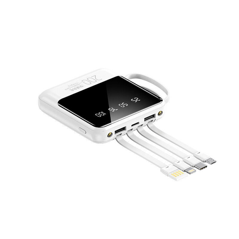 Quick Charge Support 20000mAh Power Bank with LED Lights and 4 in 1 Built-in Cables