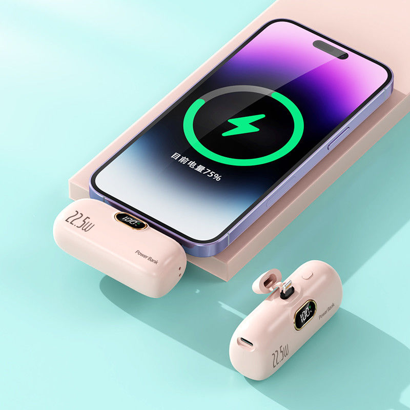 ABS 5000mAh Portable Power Bank Custom Logo Mobile Mini Charger with Type C Output Interface