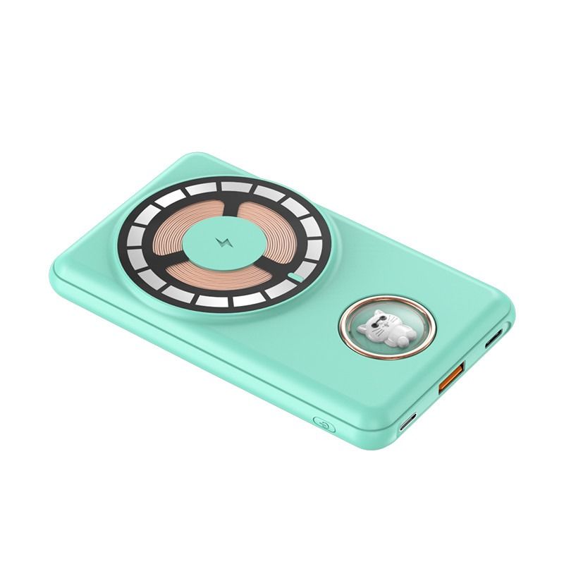 Custom Logo Punk Magnetic Power Bank With Bracket 5000mah 10000 Mah Built In Cable