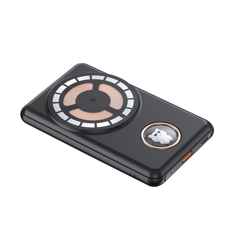 Custom Logo Punk Magnetic Power Bank With Bracket 5000mah 10000 Mah Built In Cable