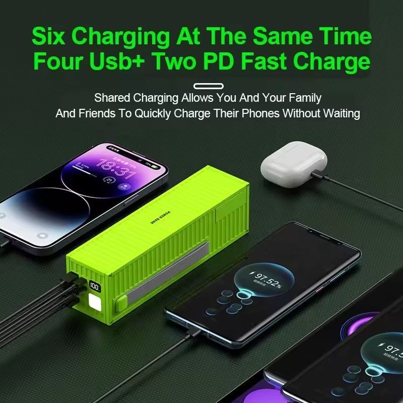 PD22.5W Fast Charging ABS Power Bank 100000mAh Big Capacity Station for Notebook Laptop Triple Type C Eight USB