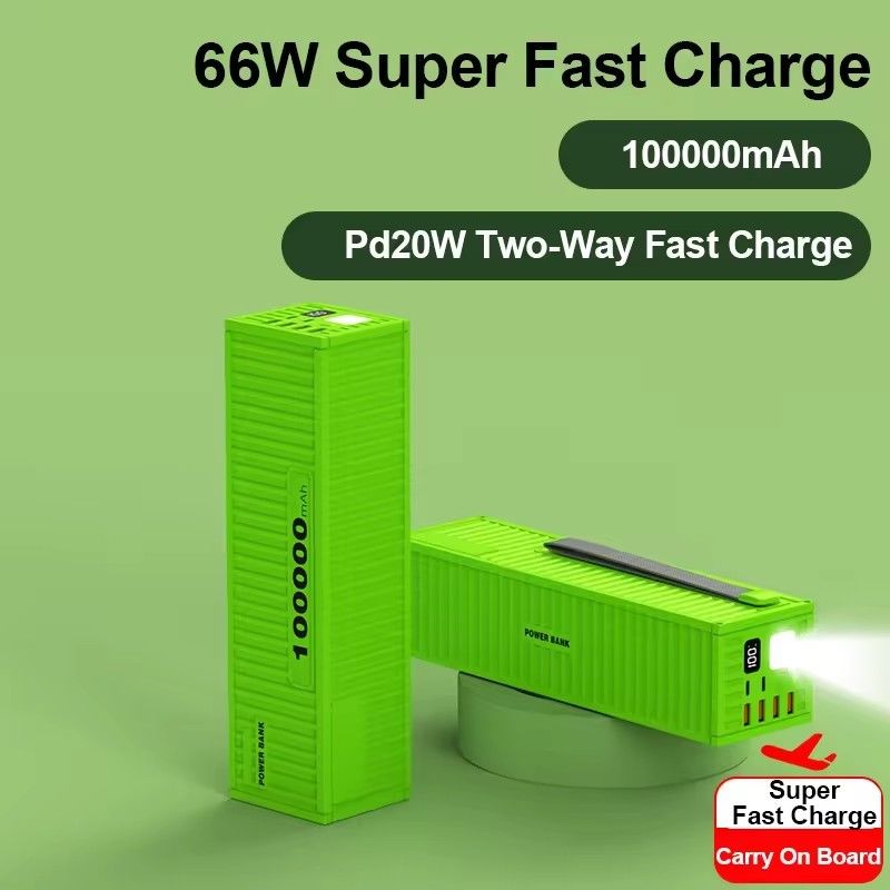 PD22.5W Fast Charging ABS Power Bank 100000mAh Big Capacity Station for Notebook Laptop Triple Type C Eight USB