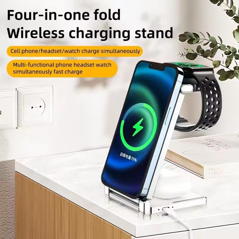 3 In 1 Foldable Wireless Charger Pad 15W Magnetic Wireless Charger Stand For iPhone 12-15 Airpods Pro 3 2 1 Apple Watch