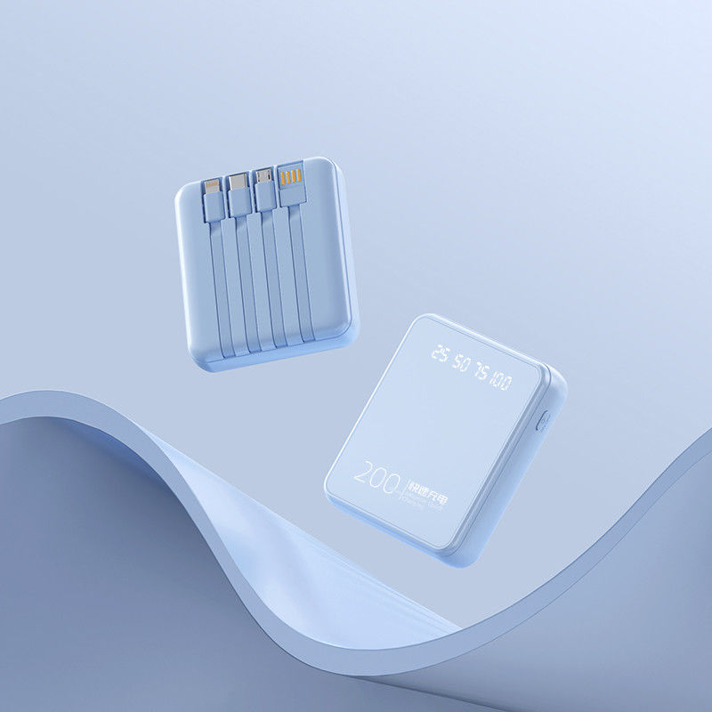 Mini Portable Power Bank 10000mAh Fast Charging Power Banks 4in1 Built-in Cable Mobile Power Supply For Smartphone