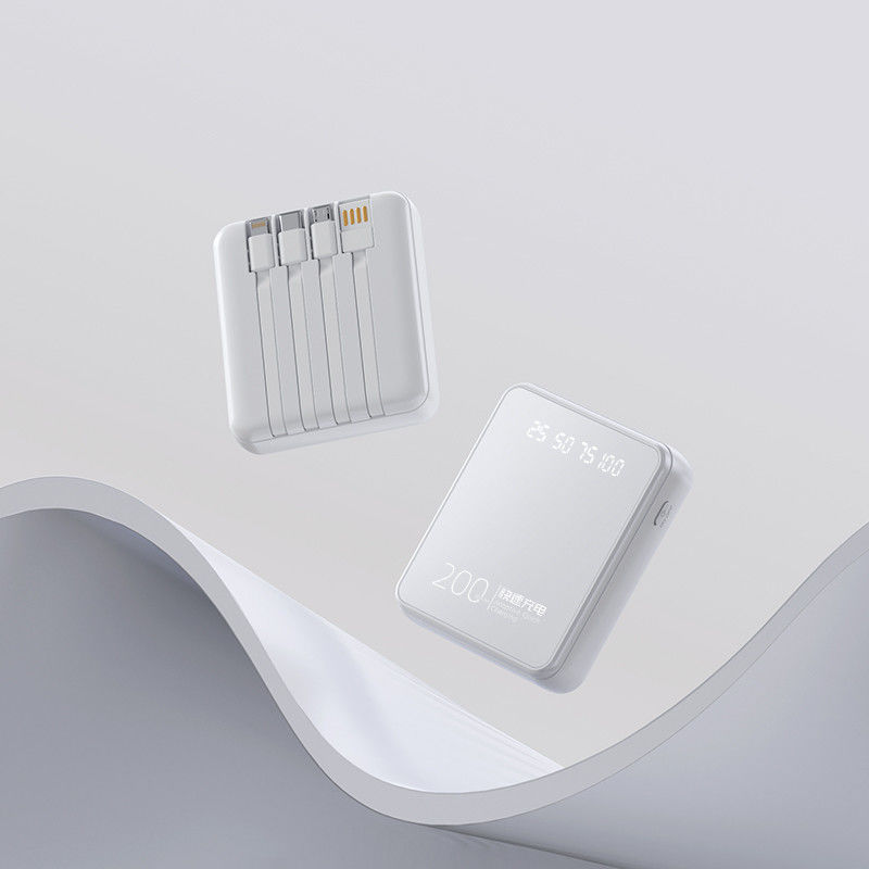 Mini Portable Power Bank 10000mAh Fast Charging Power Banks 4in1 Built-in Cable Mobile Power Supply For Smartphone