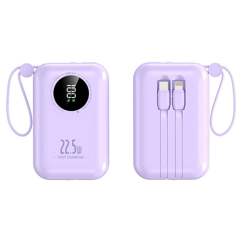 Power Bank Battery Pack 10000mAh 22.5W High Speed Charging Portable Charger With Built-in USB C Type-c