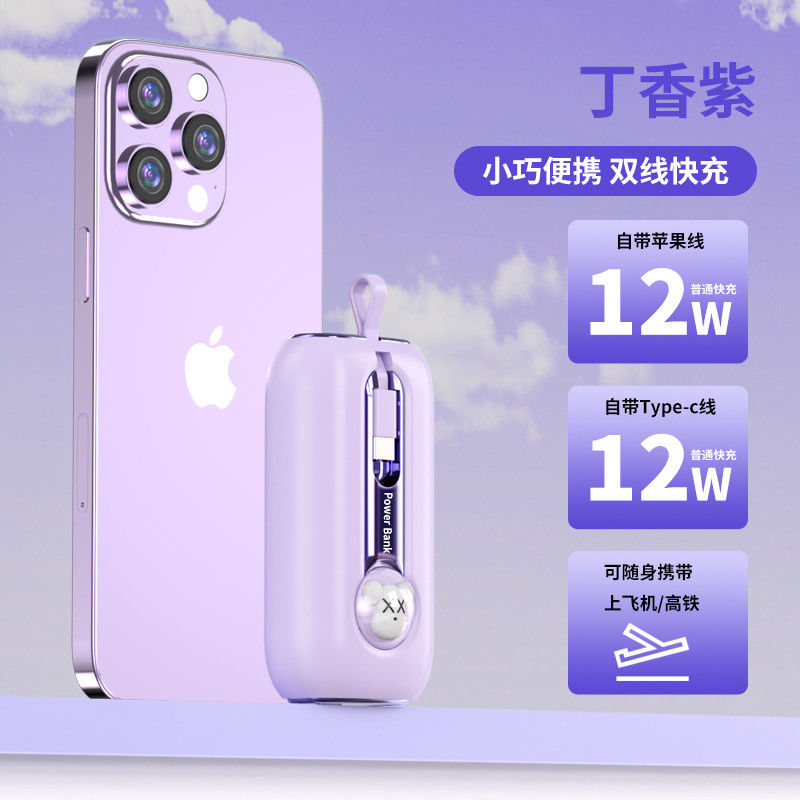 22W Colorful Series Two-Wire Mobile Power Supply Fast Charger 193g ABS Power Bank