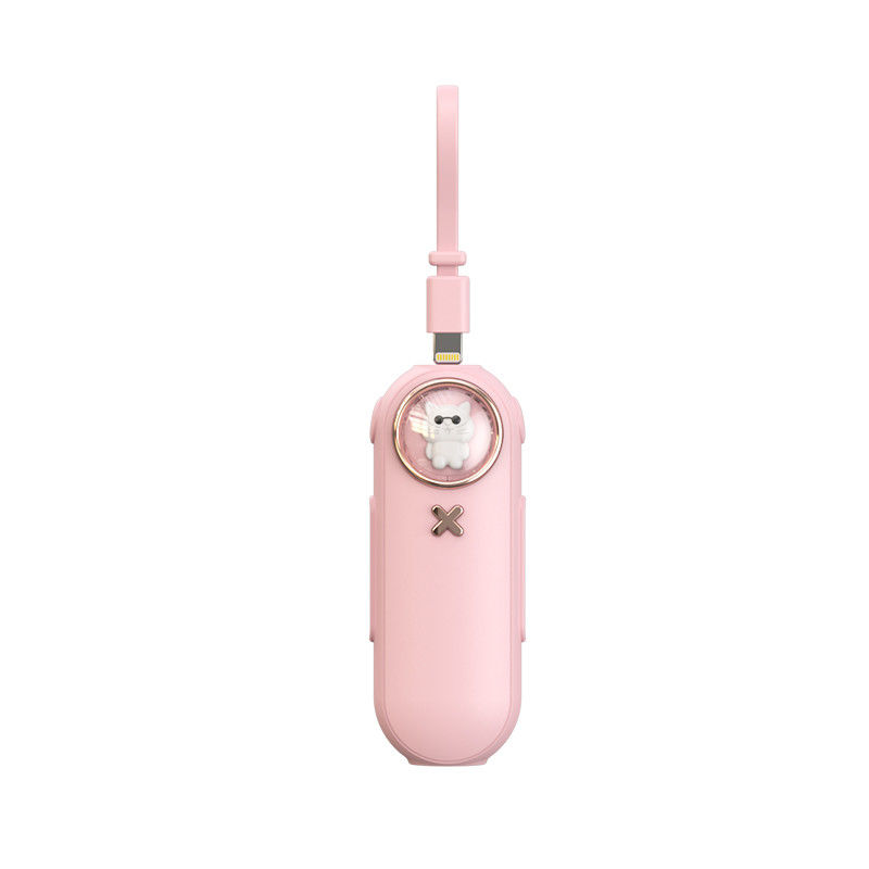 Portable 5000mAh Li-Polymer Battery Power Bank with Built-in Cable and USB Input