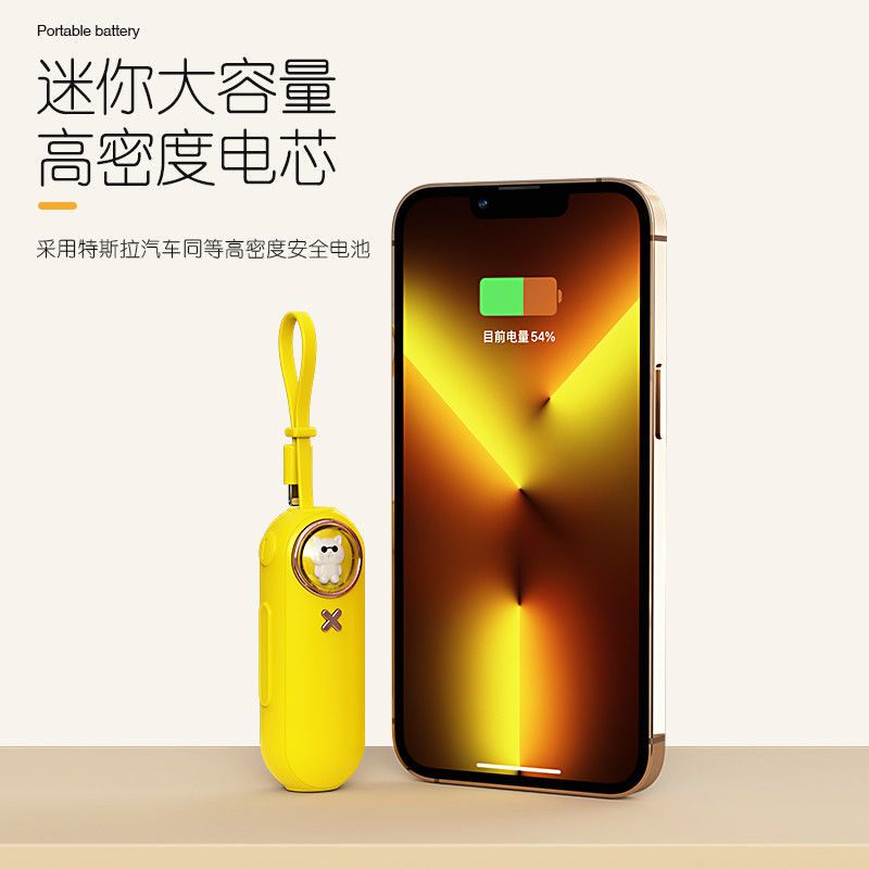 Portable 5000mAh Li-Polymer Battery Power Bank with Built-in Cable and USB Input