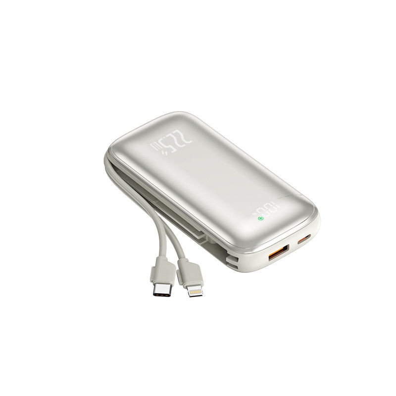 10000mAh Portable Power Bank with Cable and Black ABS PC Material