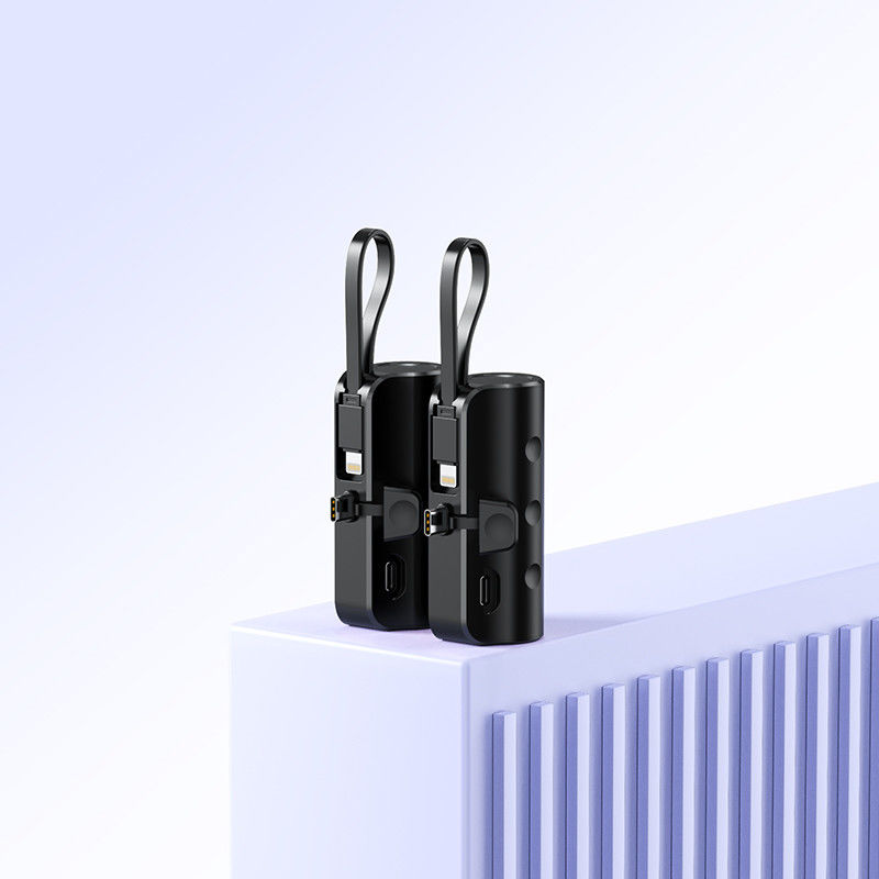 5000mAh Type C Output Mini Capsule Power Bank with Built-in Lip Cable and Lithium Battery