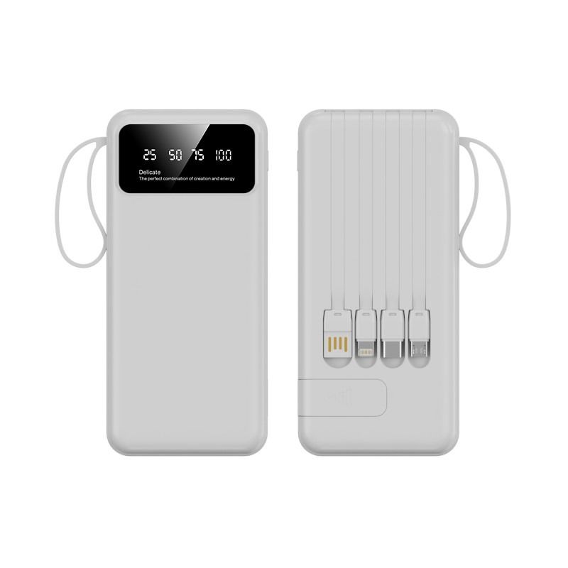 Built-in Data Line 10000mAh Battery Charger Power Bank with USB Outputs and LED Display