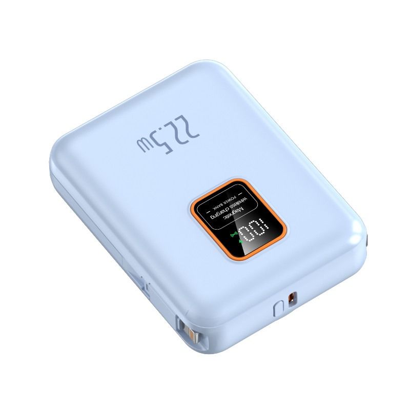 Built In Cables Fast Charging Portable 15W 10000 Mah Smart Wallet With Power Bank And Wireless Charger