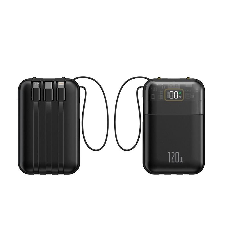 10000mah Portable Power Bank with Over-discharging Protection and Built-in Cables